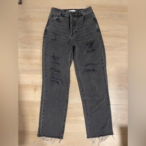 PacSun High-Rise Straight Leg Distressed Black Denim Jeans